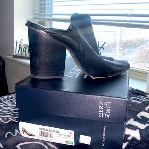 Black Leather Women’s High Heel Sandal